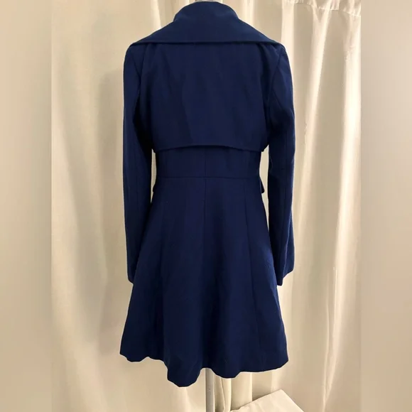 Jessica Simpson Wool Pea Coat Navy Fit Flare Trench Overcoat Classic Style Med - Picture 7 of 13